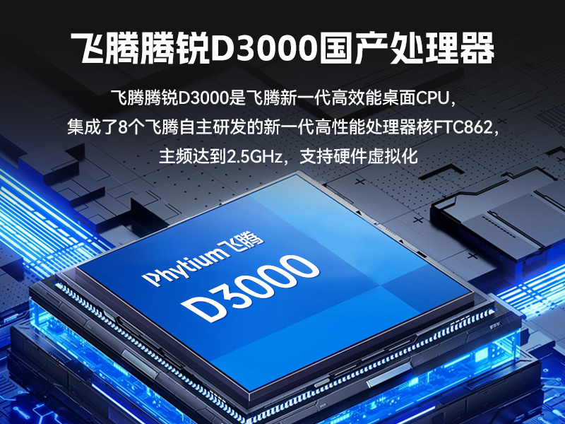 国产化4U工控机,飞腾腾锐D3000主机,兼容麒麟V10,DT-610L-TD3KMB