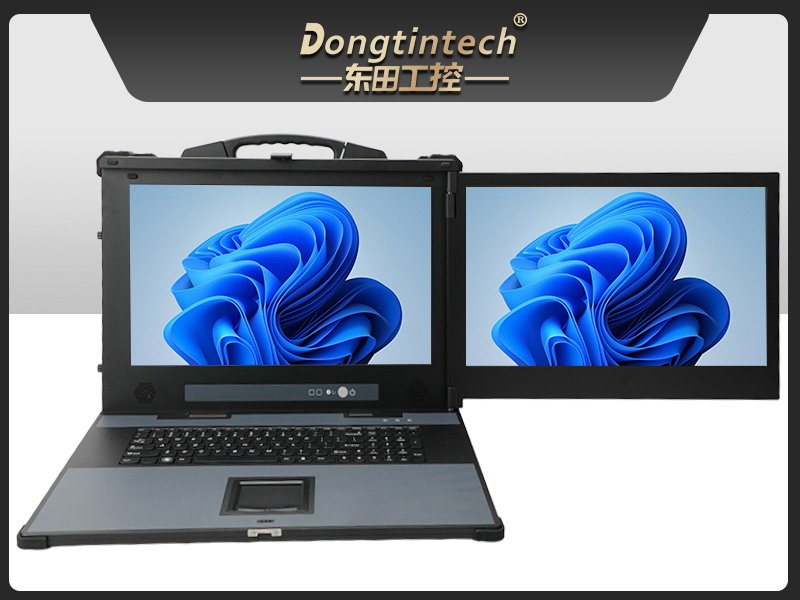 下翻双屏加固便携机,17.3英寸高亮触控工业主机,户外设备巡检,DTG-1427ZD-BH610MA