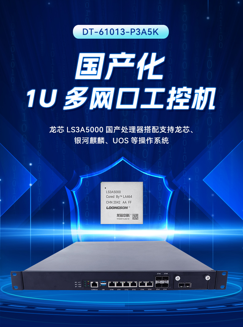 国产化多网口工控机,龙芯LS3A5000安全主机,DT-61013-P3A5K.jpg