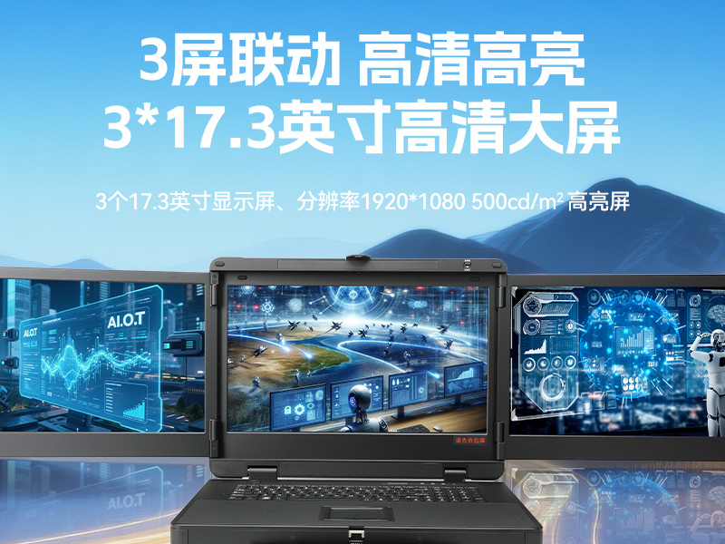 17.3英寸三屏加固便携机,腾锐D2000国产工业笔记本,DTG-3173CU-FD2KMCL2