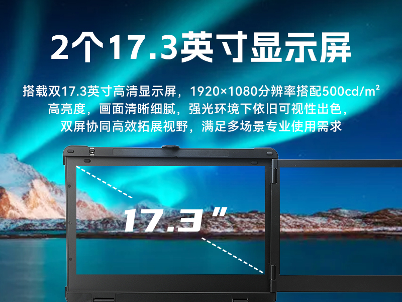 17.3寸双屏加固机,海光3350国产信创便携机,DTG-2173CU-M3350MC