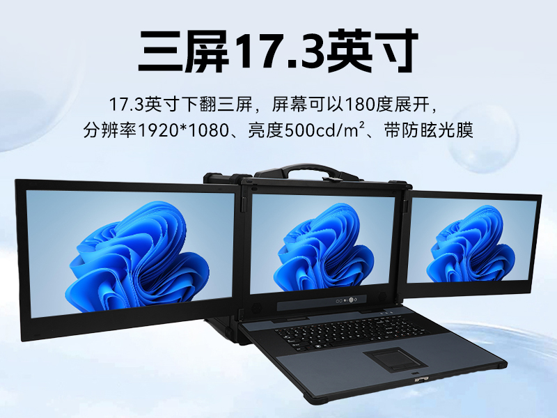 三屏便携式工作站,3个2.5G网口多扩展加固机,DTG-S1437ZD-JQ670MA