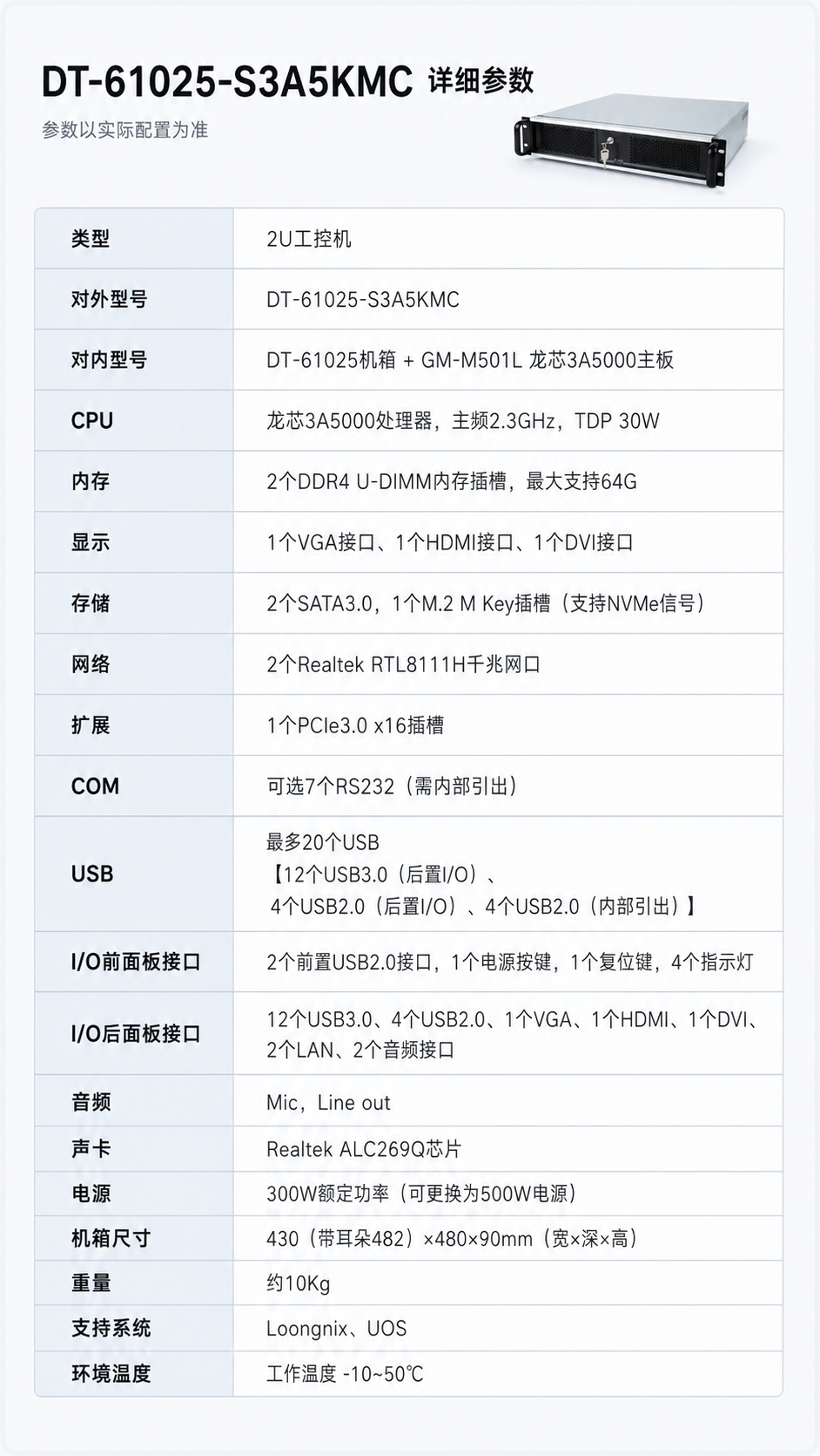 龙芯3A5000 2U工控机,DDR4 NVMe工业主机,DT-61025-S3A5KMC.png