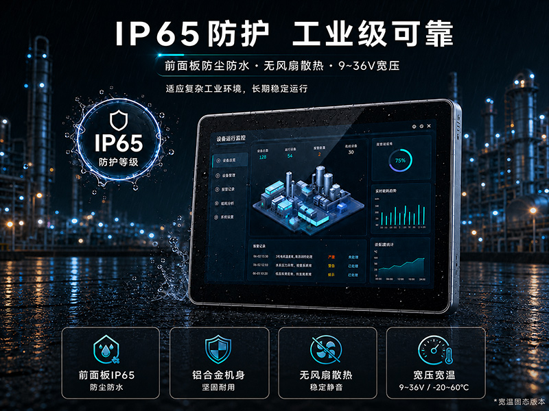 10.1英寸工业平板电脑,J1900双网口IP65触控一体机,DTP-A101-J1900