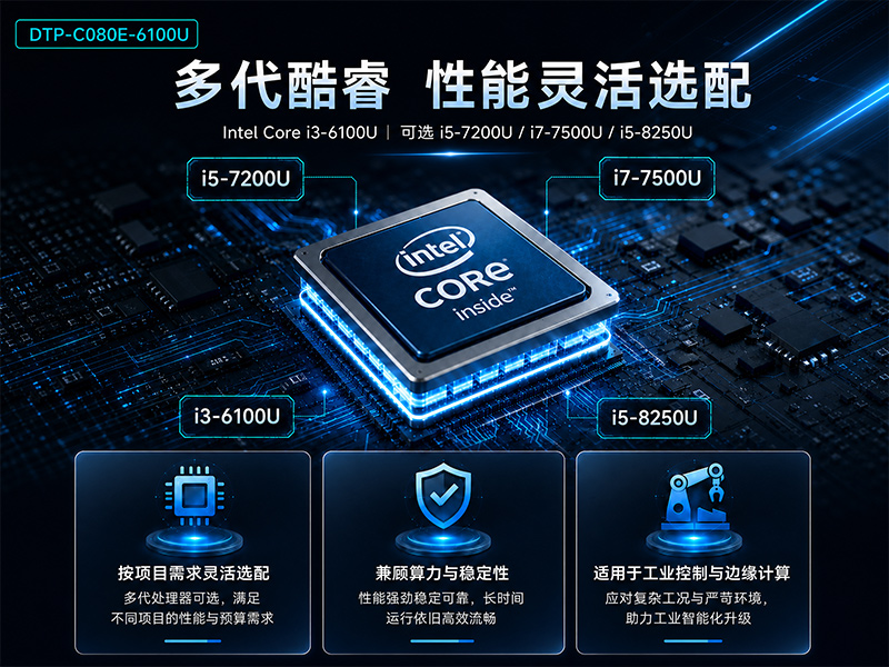 8英寸工业平板电脑,双网口IP65触摸一体机,DTP-C080E-6100U