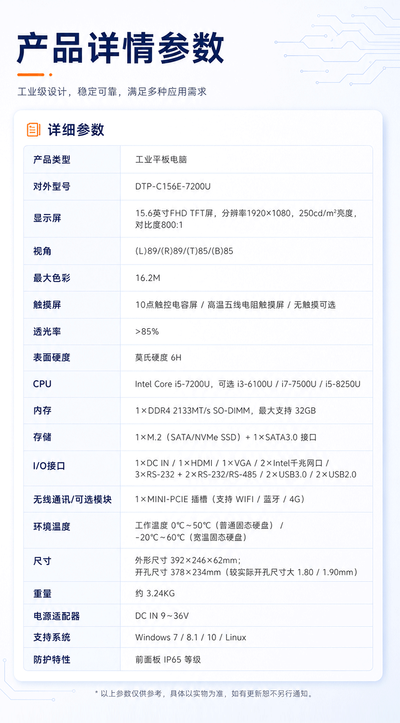 15.6英寸工业平板电脑,双网IP65触控一体机,DTP-C156E-7200U.png 15.6英寸工业平板电脑,双网IP65触控一体机,DTP-C156E-7200U.png